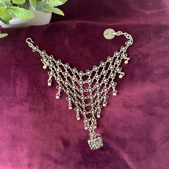 Boho Silver Finger Ring Bracelet Hand Chain NEW - Picture 9 of 9